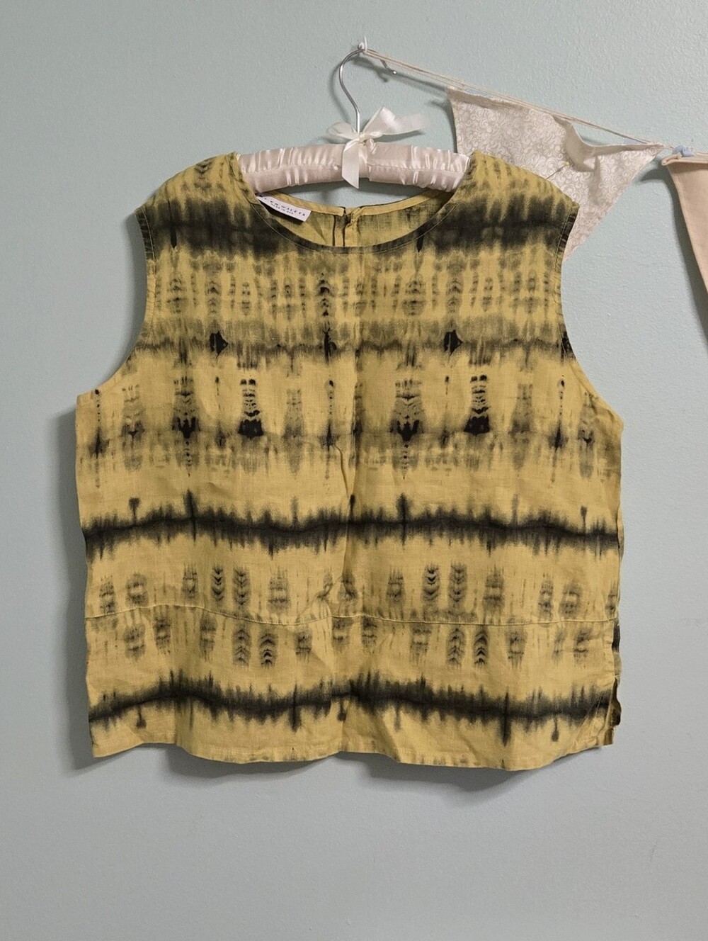 Bryn Walker Yellow and Black Tie-Dye Sleeveless Tank